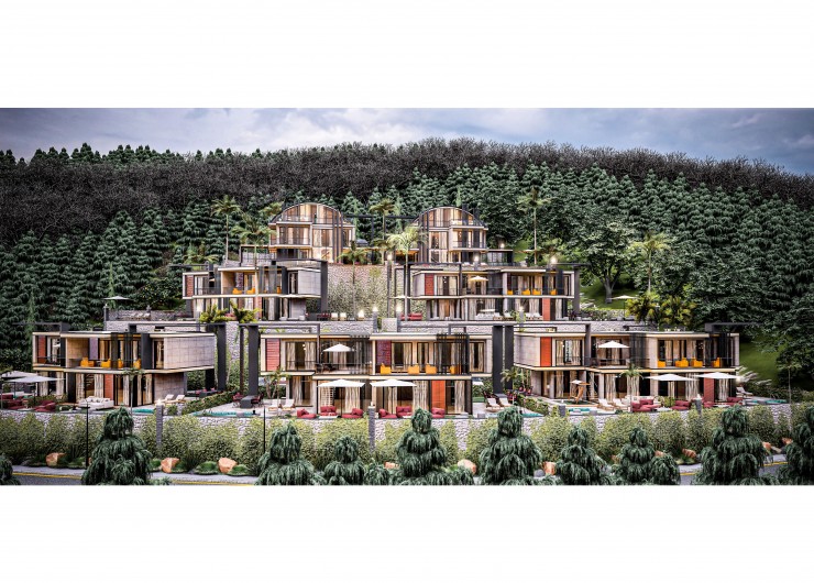 Проект вилл с великолепным панорамным видом и элегантной архитектурой в районе Каргыджак