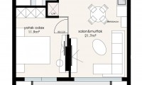 Новая уютная двухкомнатная квартира в 150 метрах от пляжа Клеопатры в центре Аланьи