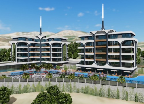 Новый комплекс с прекрасным панорамным видом на море в районе Каргыджак